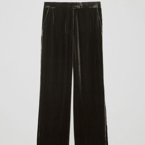 COS Velvet Dark Green Wide Leg Pants Sz. 6